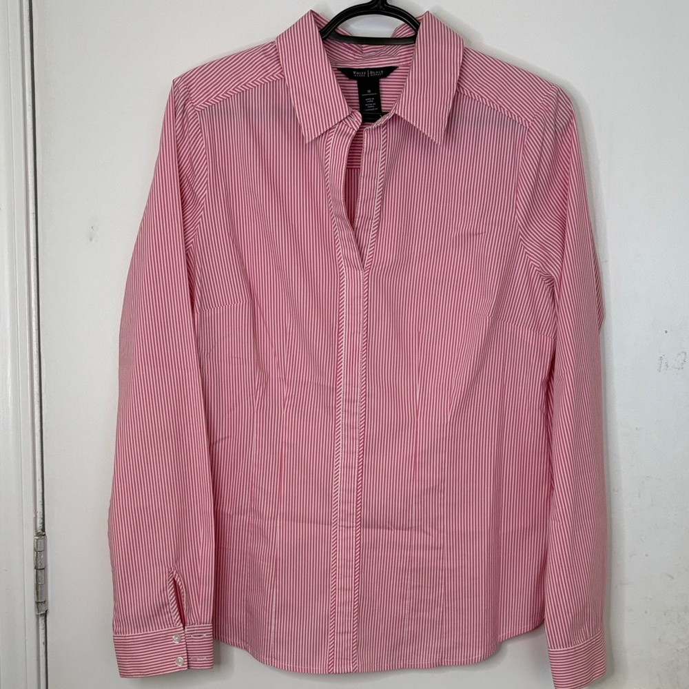 Dark pink Striped Button-Up Shirt - Picture 1 of 3
